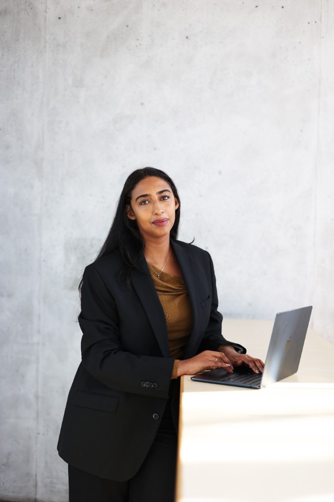Sahra at a laptop