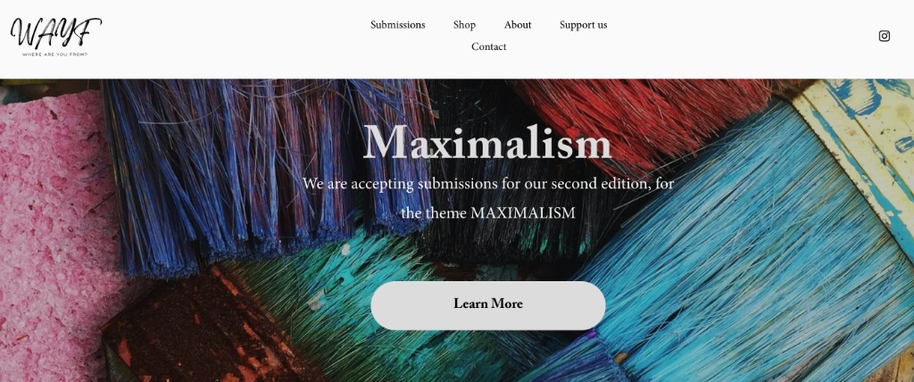 WAYF Journal website preview